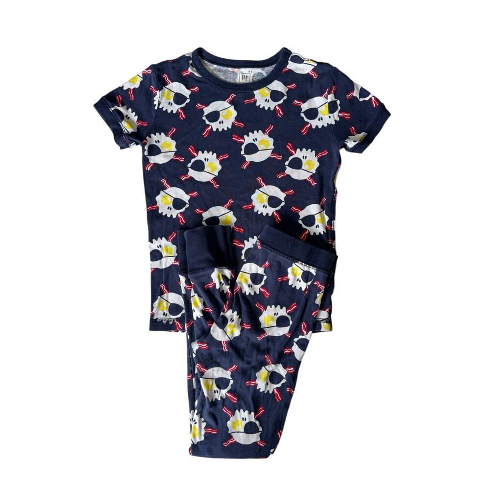 GAP Pirate Eggs and Bacon Pajama Set Size 10 Kids Red White Blue Short Sleeve